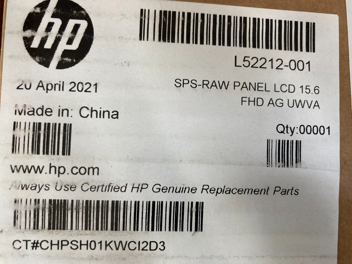 NEW GENUINE HP L52212-001 DISPLAY PANEL LCD 15.6 FHD AG UWVA PROBOOK 455 455R G6