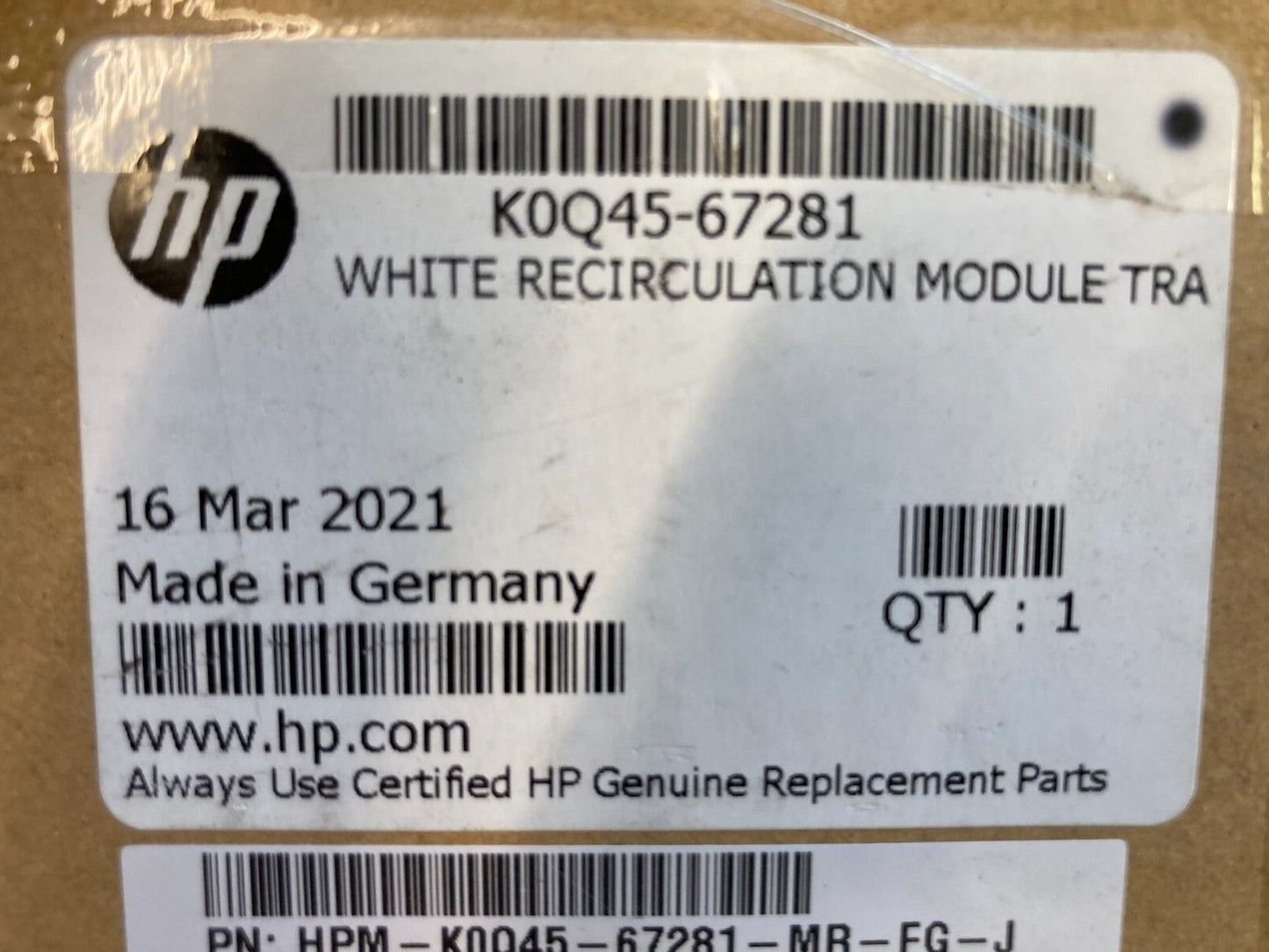 NEW GENUINE HP K0Q45-67281 White recirculation module tray LATEX R SERIES WHITE