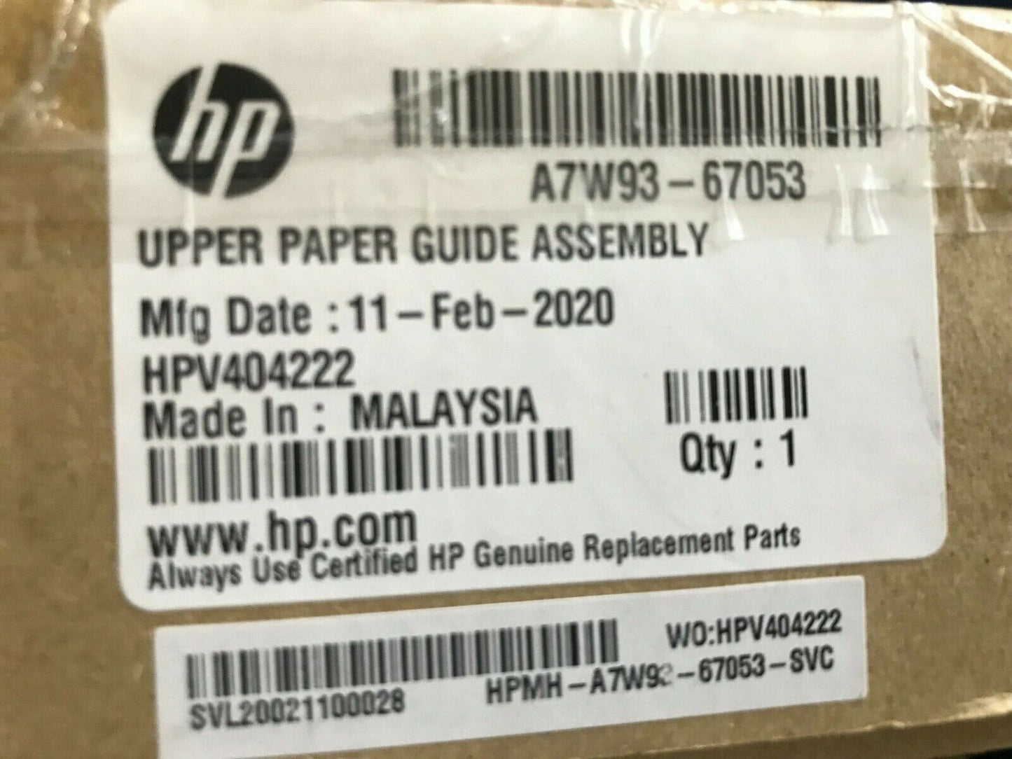 NEW HP A7W93-67053 UPPER PAPER GUIDE ASSY
