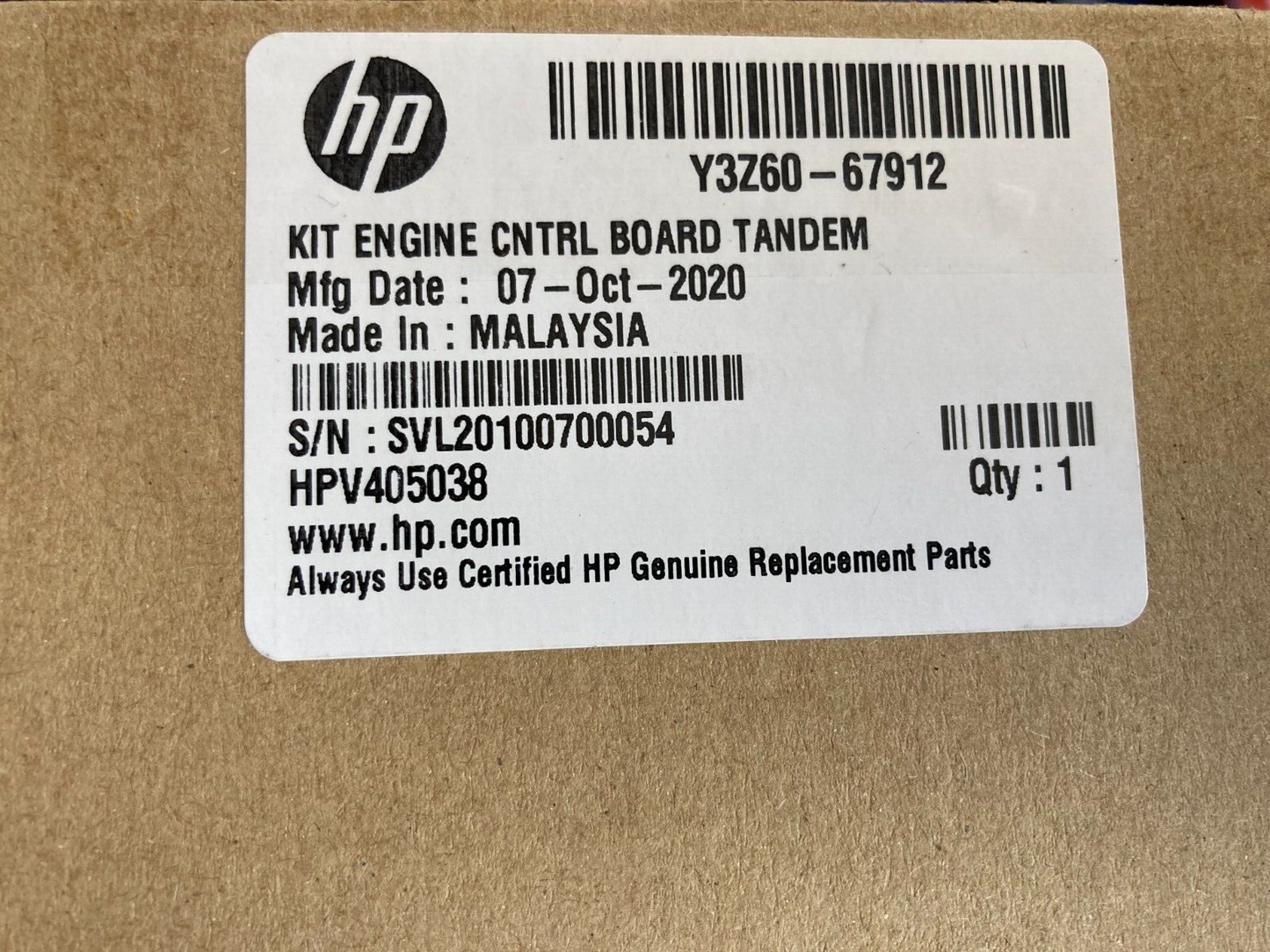 NEW HP Y3Z60-67912 ENGINE CONTROL BOARD PAGEWIDE VARIOUS MODELS