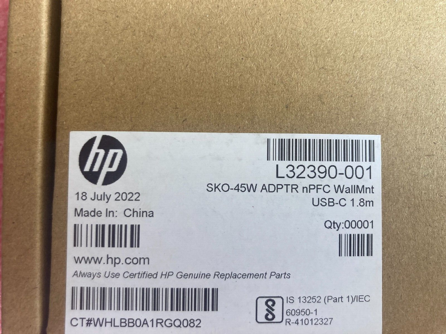 New Genuine HP 45W AC Adapter USB-C + Power cord L43182-004 R-4112327 L32390-001