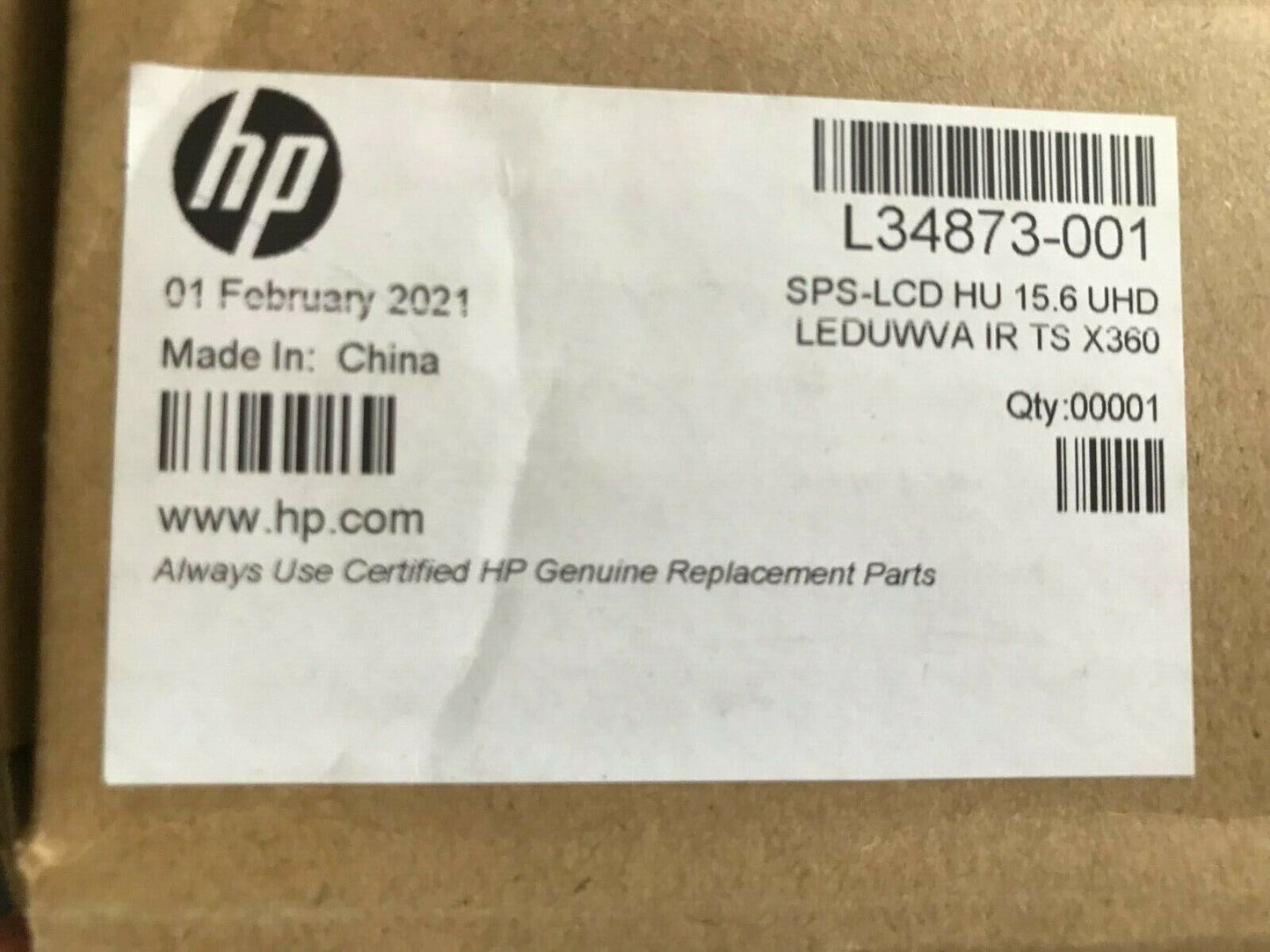 New Genuine HP L34873-001 LCD HU 15.6 UHD LEDUWVA IR TS X360 ZBOOK S 360 G5