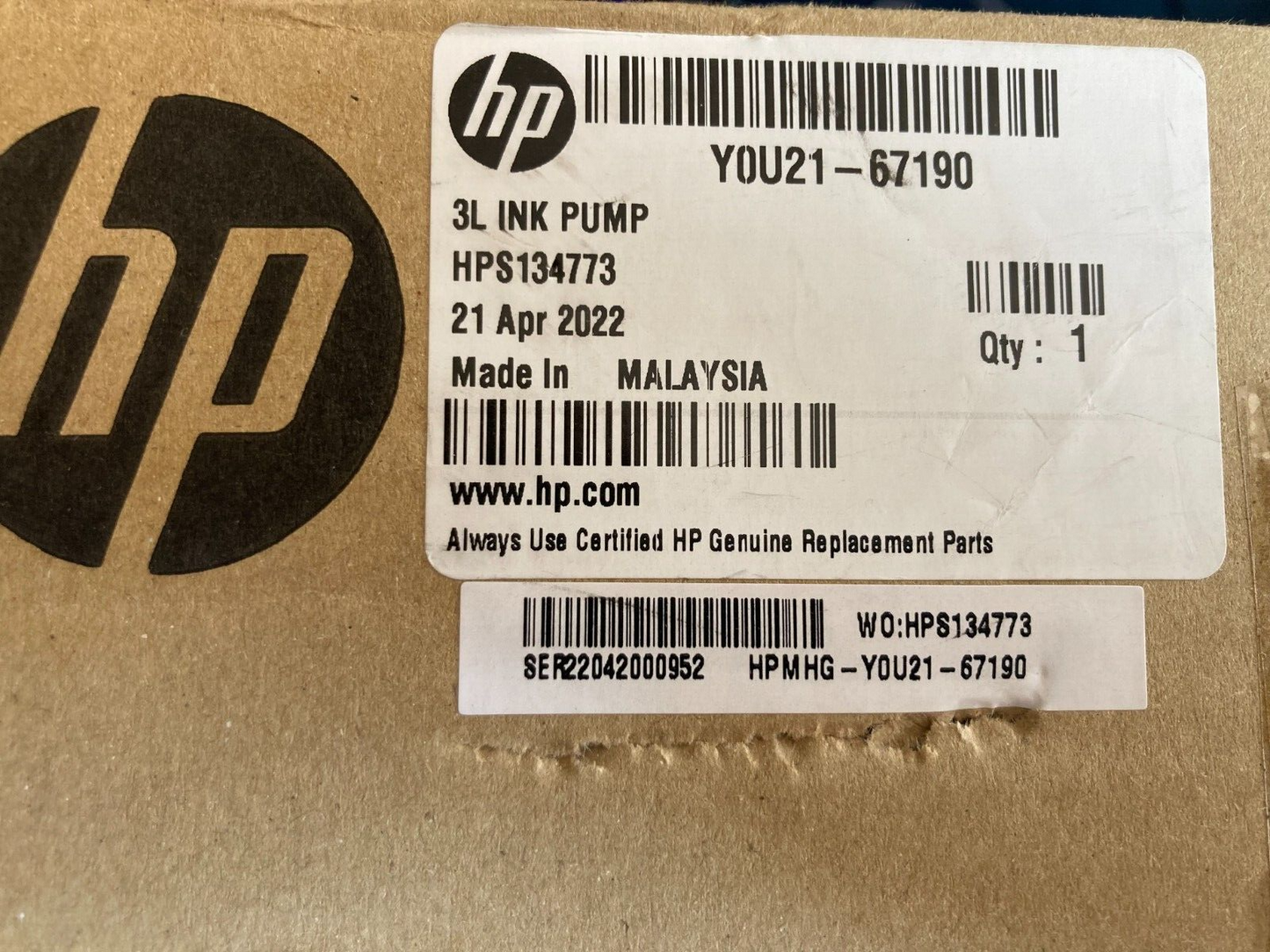 NEW HP Y0U21-67190 3L INK PUMP LATEX 800 800W