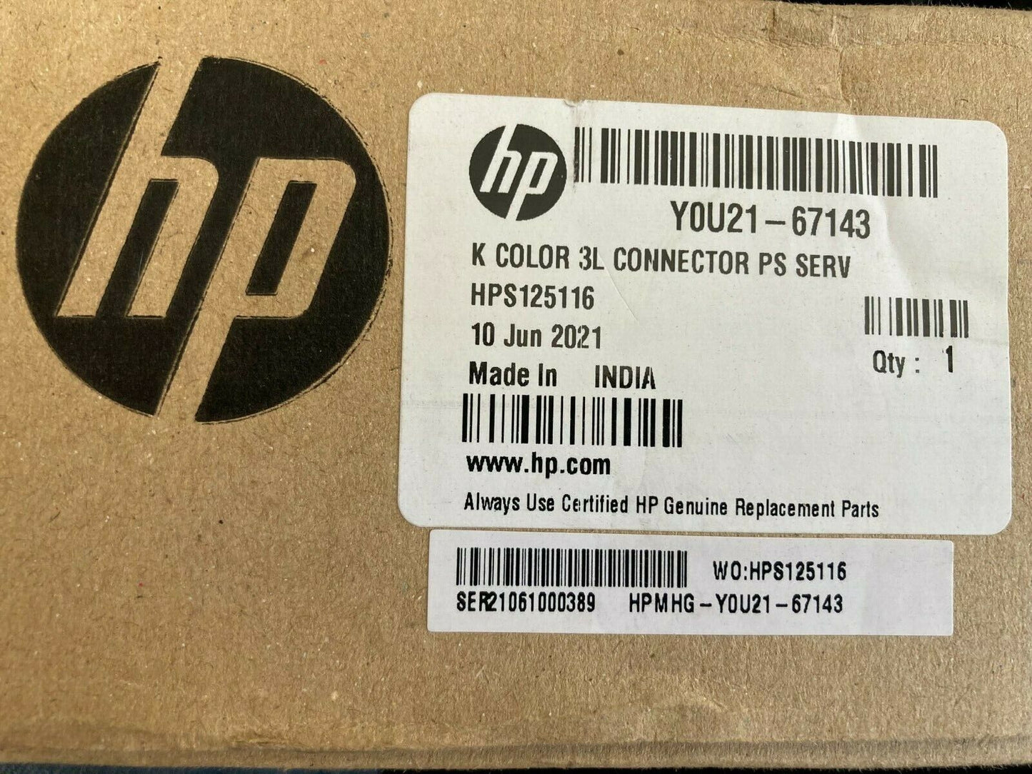 NEW HP Y0U21-67143 K color 3L connector LATEX 800W