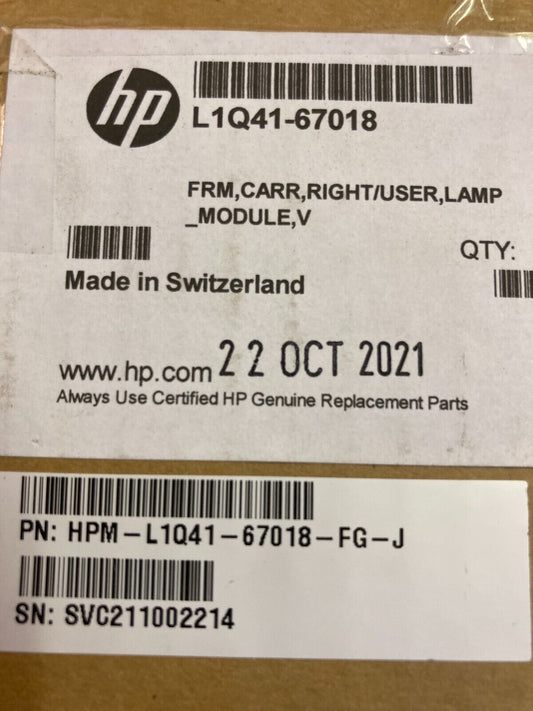 NEW SEALED BOX  HP L1Q41-67018 FRM,CARR,RIGHT/USER,LAMP  SCITEX FB550 FB750